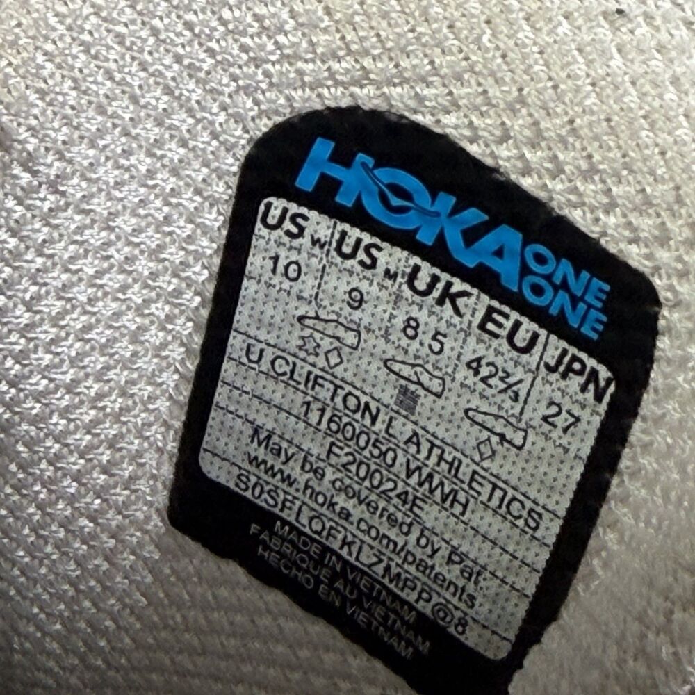 HOKA ONE ONE U Clifton L Embroidery Athletic Running Shoe M9/W10 White leather S - Picture 7 of 10